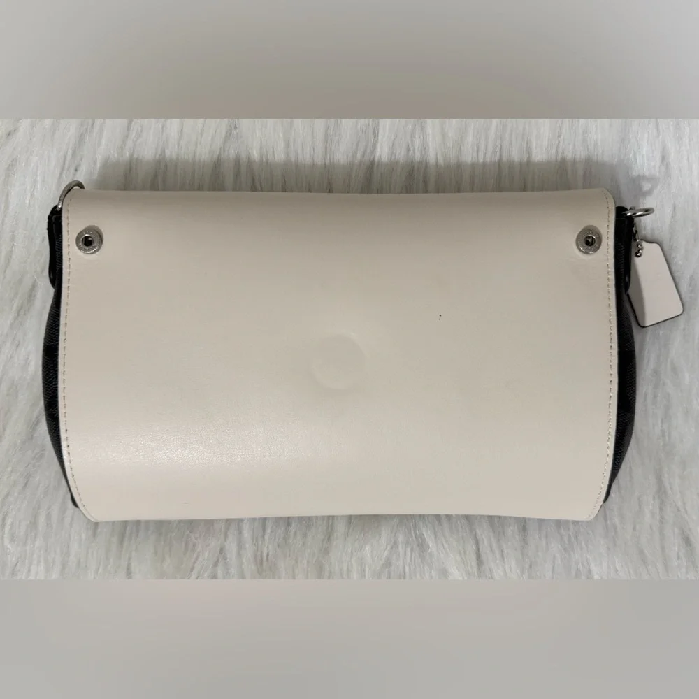 Coach Signature Reversible Crossbody Bag Black Grey Ivory Silver Hardware EUC